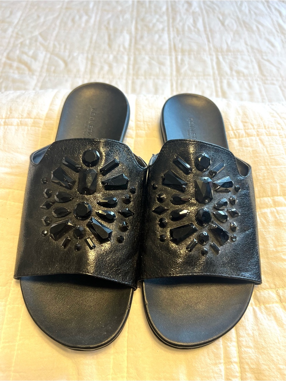 Kenneth Cole New York Black Jeweled Slide Mules | Women’s 8.5